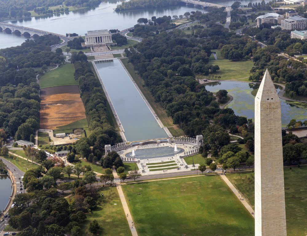 Out of Many, One, a six-acre portrait on the National Mall, seen from the air